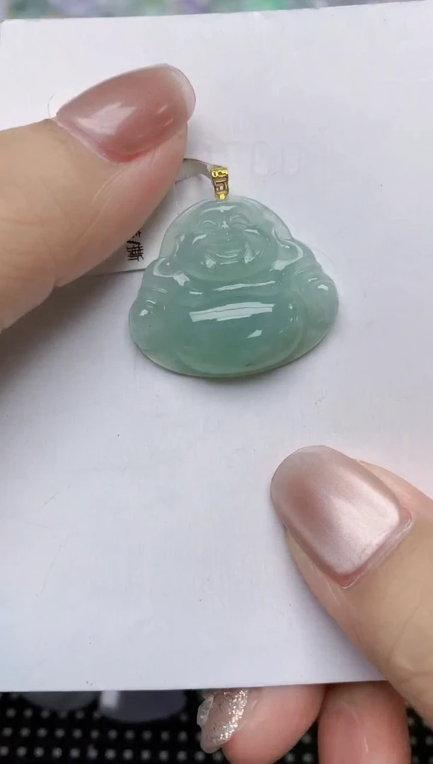翡翠18K金镶嵌颈饰天然缅甸A货翡翠