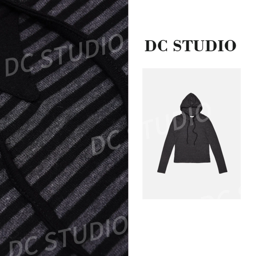 DC STUDIO【星期天】2025早春新款时尚休闲潮流条纹百搭连帽卫衣
