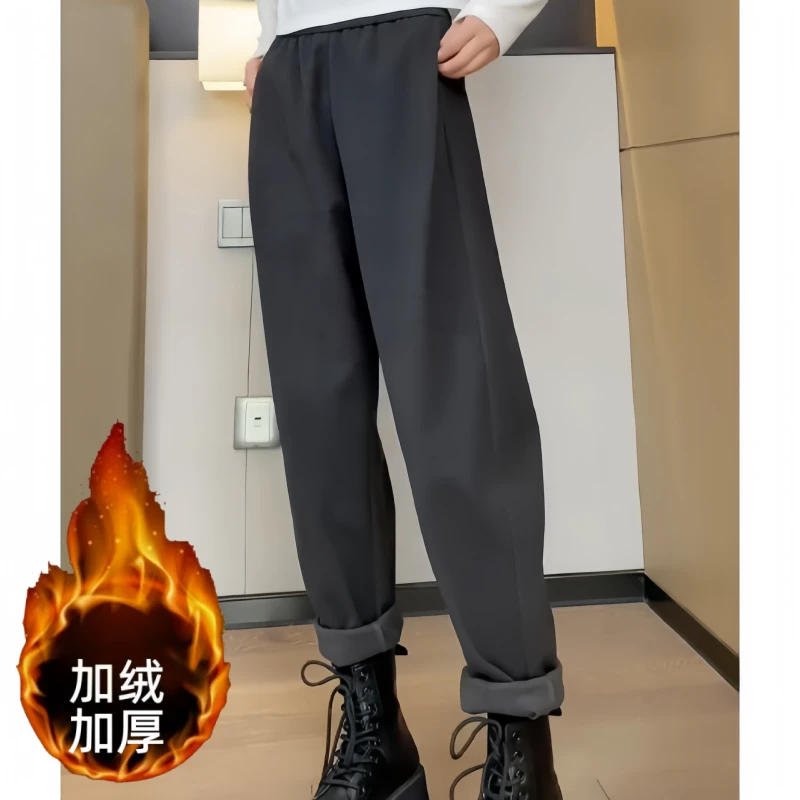 梨型身材哈伦裤女2025秋冬新款大码高腰显瘦加绒加厚设计款萝卜裤