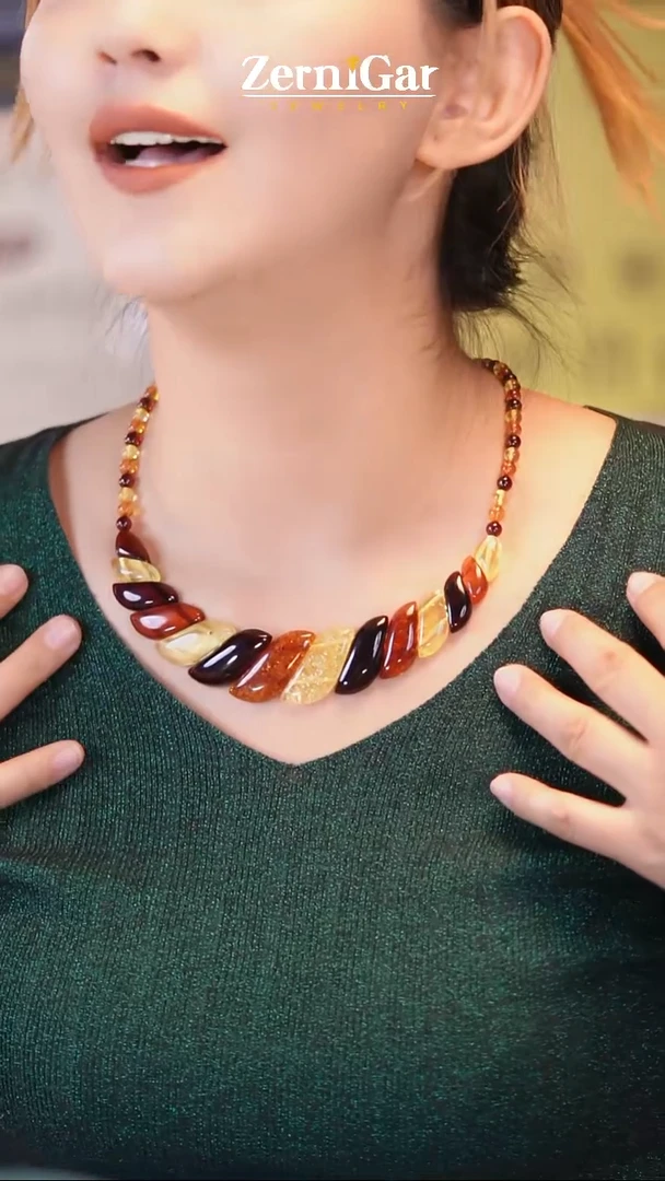 琥珀颈饰未镶嵌天然琥珀项链