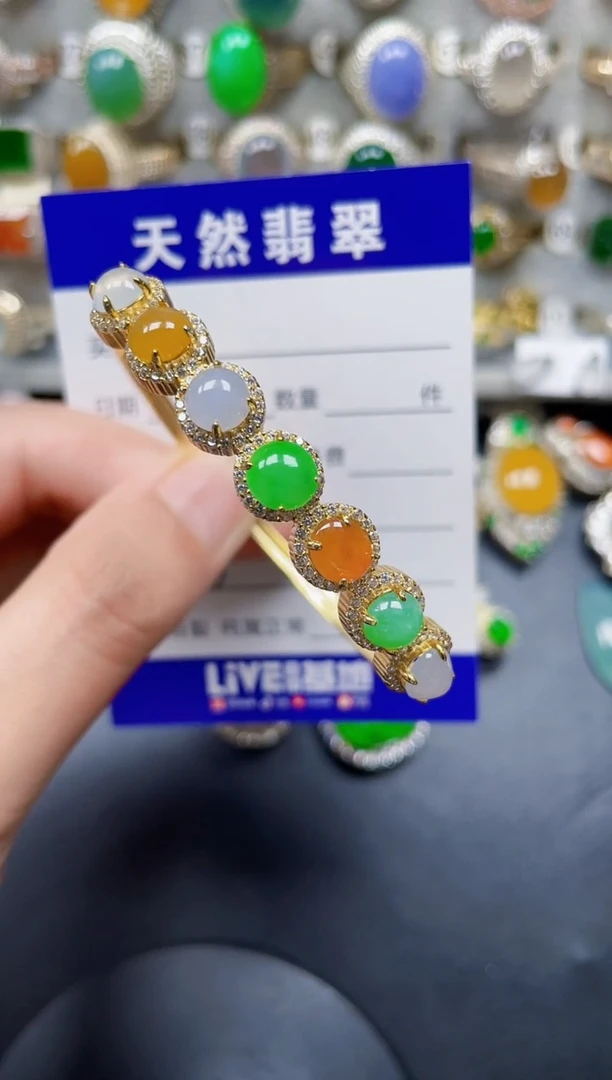 银S925镶嵌手镯翡翠373