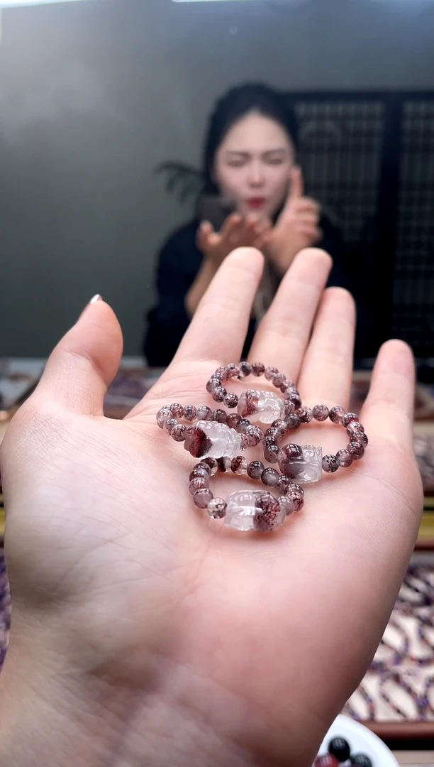 未镶嵌戒指水晶【迎迎甄选】超七金草莓貔貅戒指  多样性发一