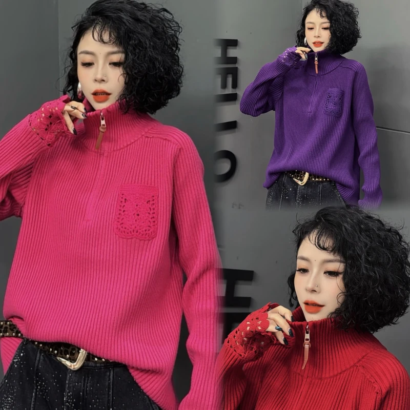 【亿火】常规百搭时尚刺绣半拉链上衣-W38-509