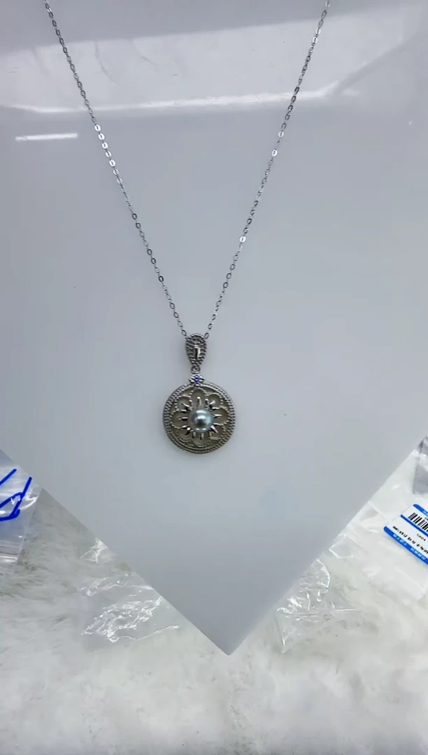 银S925镶嵌海水珍珠DA珍珠吊坠 6-7 c402