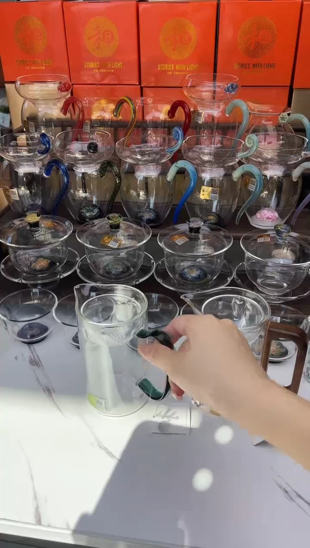 手工艺品玻璃狲*?禾器 华纳茶海