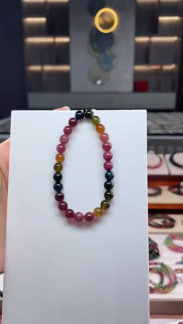 未镶嵌老矿碧玺单圈手串7mm+碧玺（多样性发一条）Q