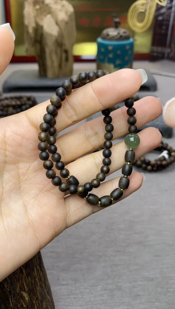 【闪购商品】沉香手串顺化紫棋05+白棋8颗 双圈沉水