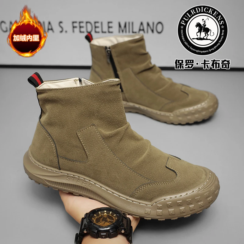 保罗卡布奇爆款高帮马丁棉靴冬季防寒防滑保暖舒适百搭耐穿厚底