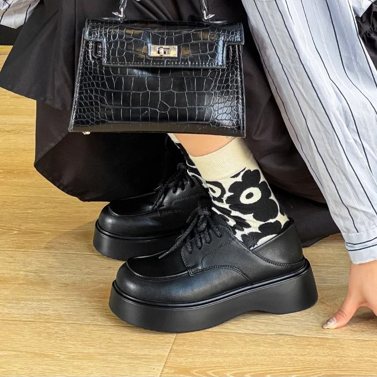 秋冬单鞋皮鞋新款厚底百搭女款鞋子玛丽珍黑色鞋子女英伦风小皮鞋