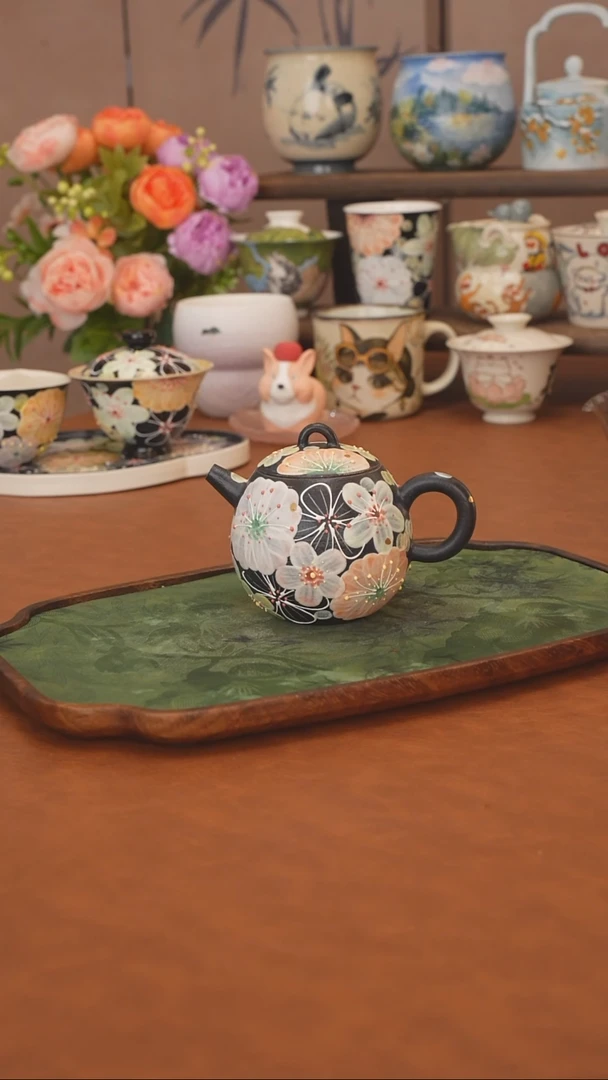 花满蹊  黑色龙蛋壶