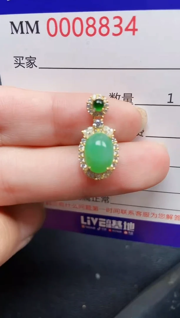 翡翠银S925镶嵌颈饰8834