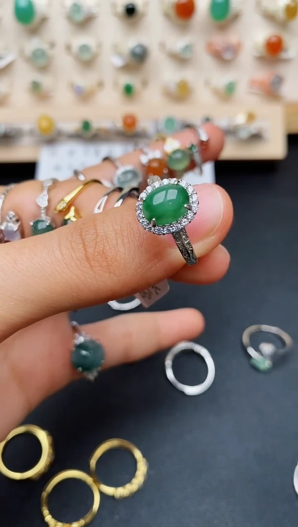 【闪购商品】翡翠戒指银S925镶嵌缅甸翡翠