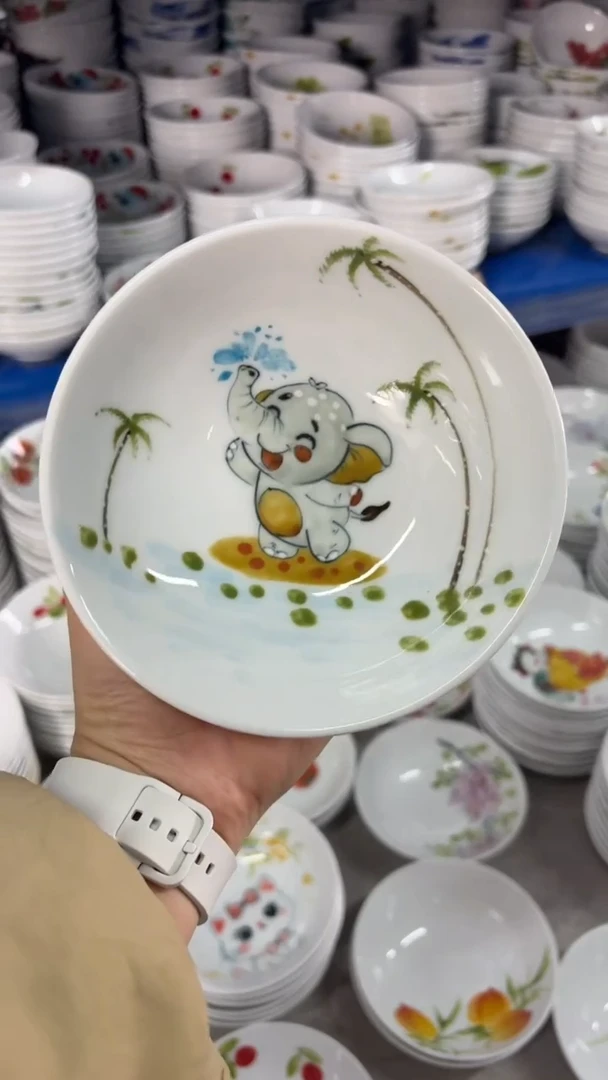瓷片景德镇高温陶瓷食品级手绘釉中彩-小胖碗