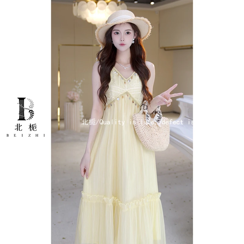 法式立体蕾丝薄纱吊带连衣裙814770+814676