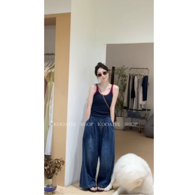 【拼色背心】夏季新款韩系休闲通勤显瘦时尚百搭拼色吊带