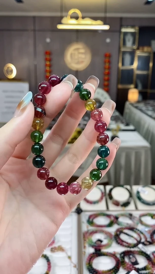 【闪购商品】碧玺收藏级单圈手串8mm+未镶嵌一物一证dan