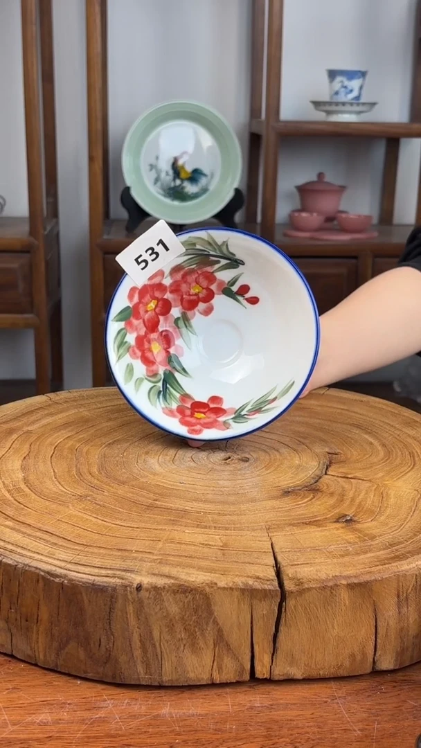 瓷片景德镇手绘釉中彩（食品级）斗笠碗531