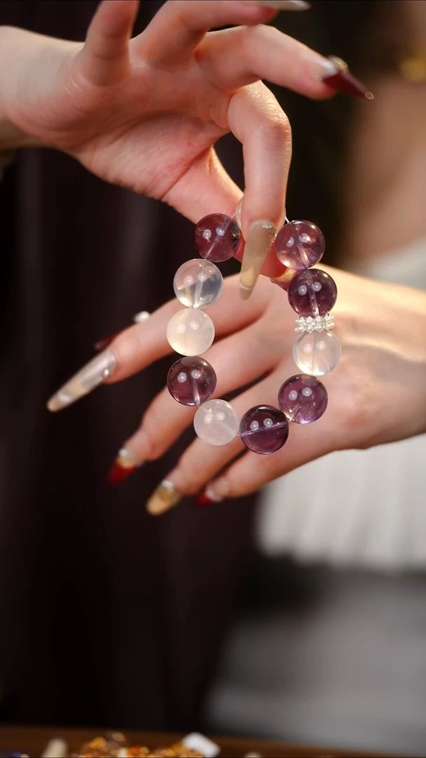 合金手串水晶粉水紫水