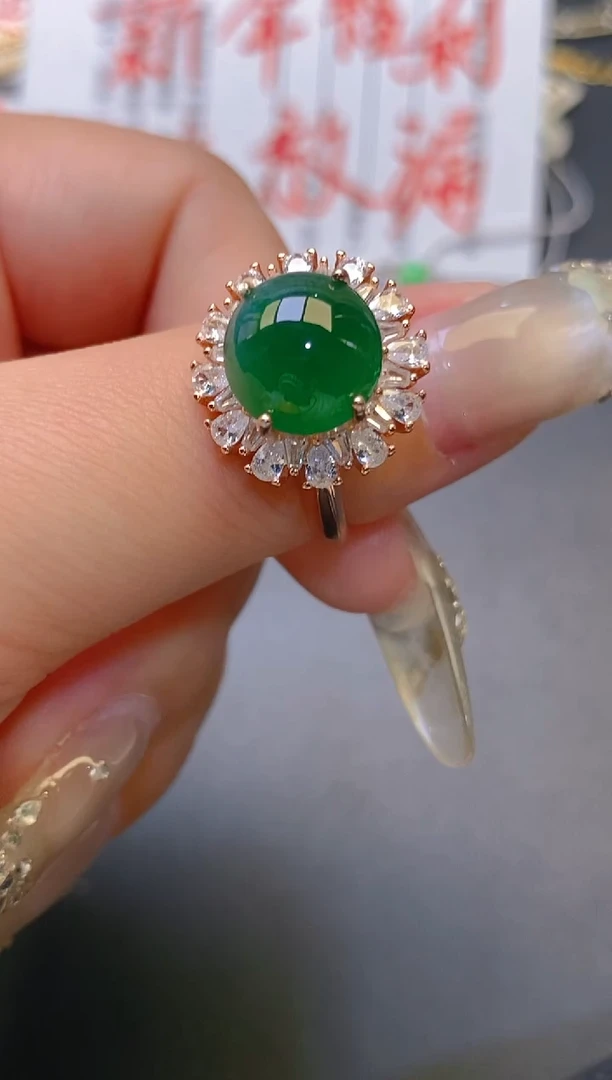 【闪购商品】翡翠耳饰银S925镶嵌天然A货翡翠1