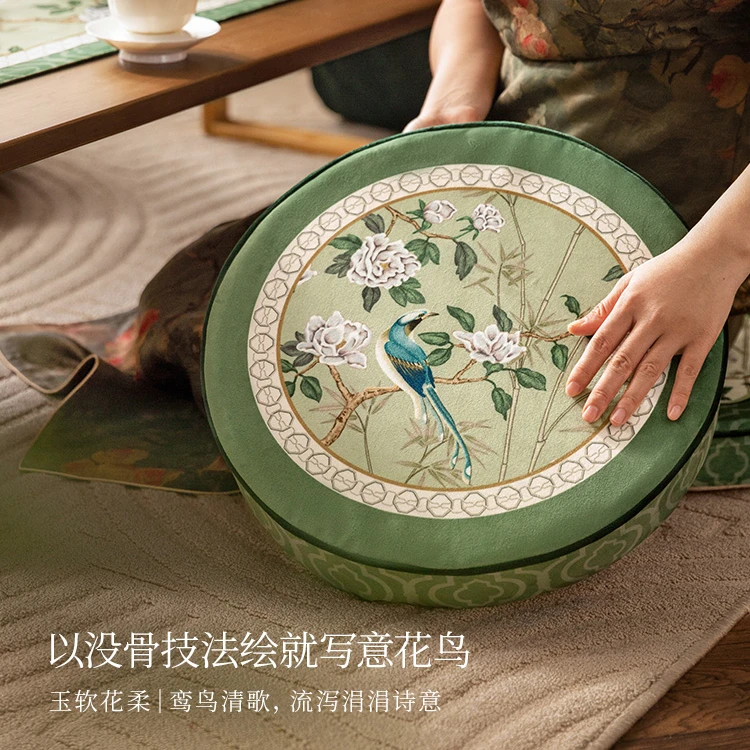 客厅阳台榻榻米地上看书蒲团坐垫家用拜垫打坐禅修专用垫翠玉鸣鸾