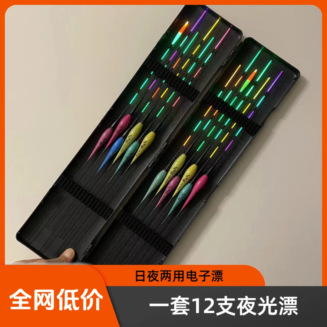 12支夜光漂高灵敏日夜两用醒目加粗鲫鲤电子漂送漂盒