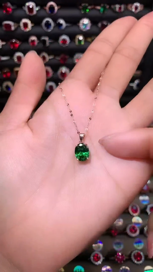 【闪购商品】透辉石吊坠银S925镶嵌810玫瑰金