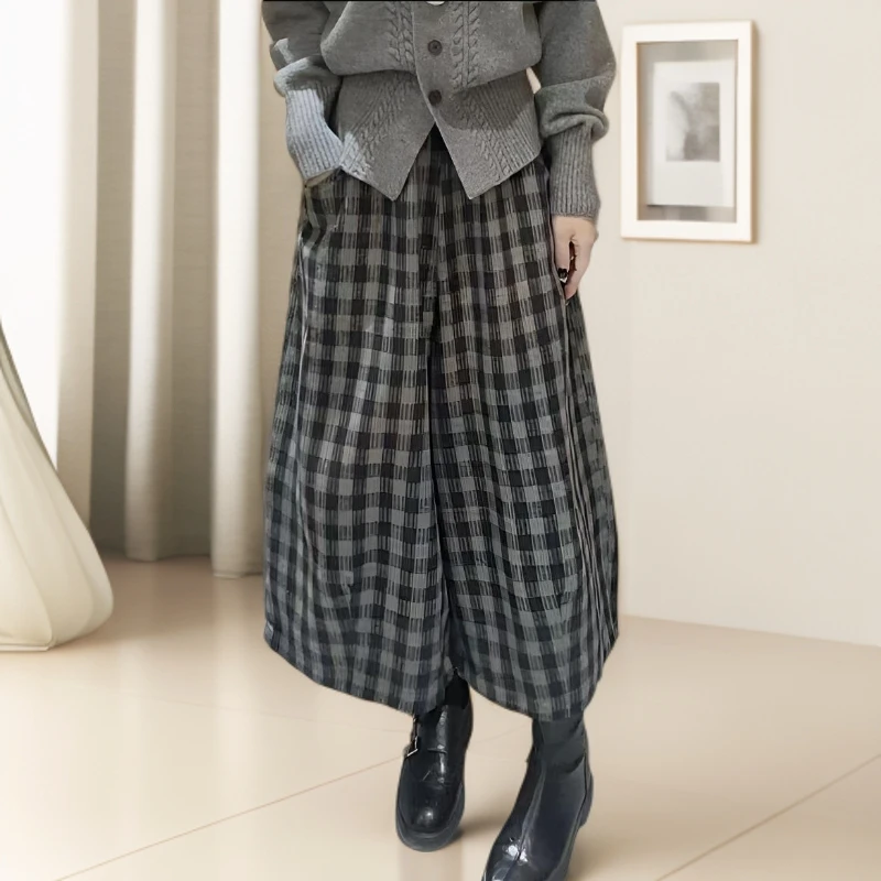 HUIHUI 百搭显瘦八分格子裤