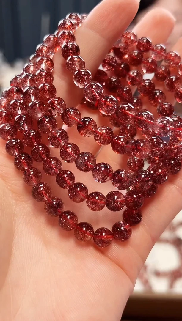 未镶嵌手串水晶金草莓超七单圈手串6mm【多样性发一】