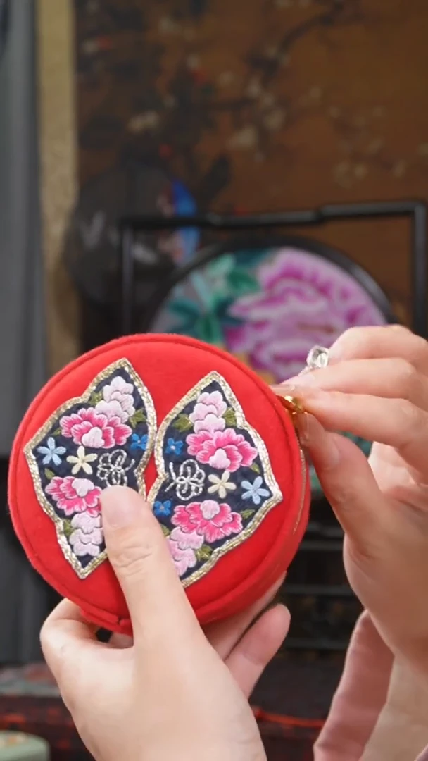 刺绣首饰盒 绣花双面非遗