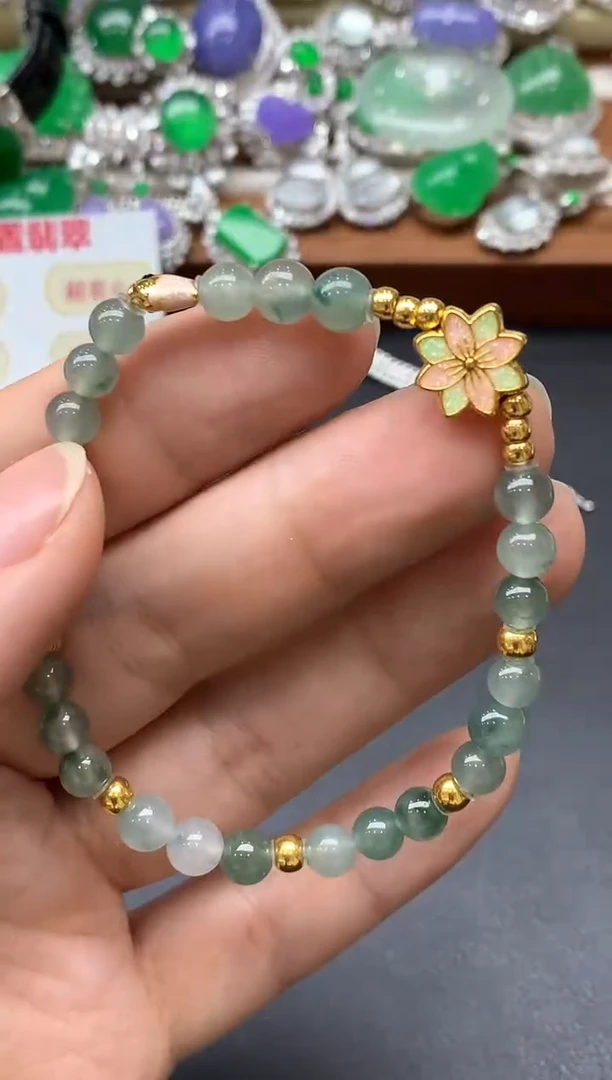 足金镶嵌手链翡翠462-中国好珍宝