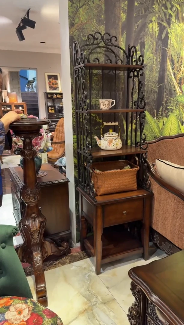 木（非红木类）置物架铁艺收纳架