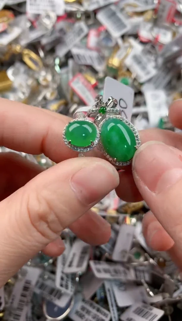 银S925镶嵌戒指翡翠555      9