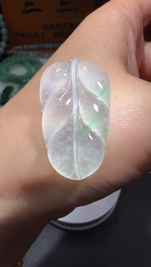 【闪购商品】定制翡翠未镶嵌叶子32*18.6*5