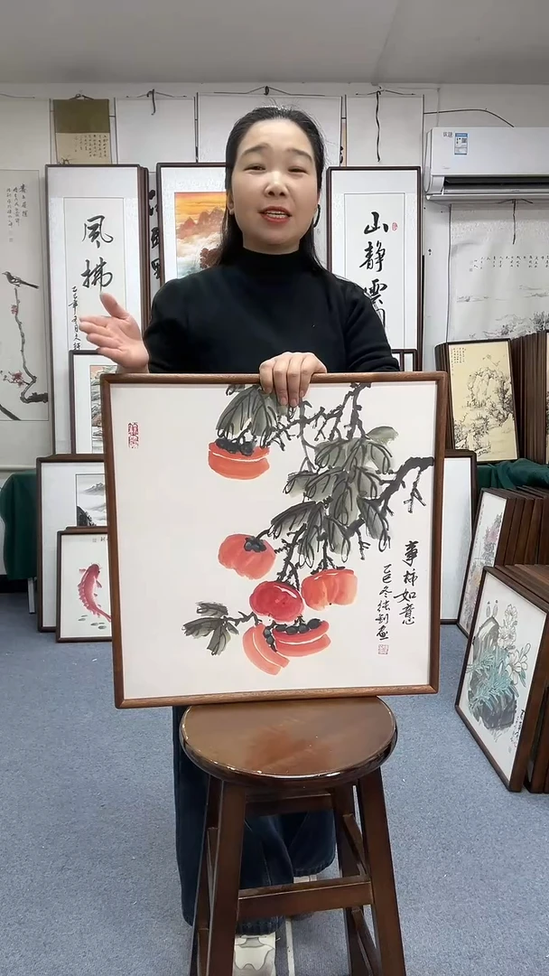 国画尺寸52*52实木画框京东包邮手绘