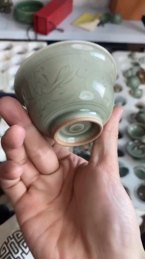 【山隐青瓷】龙窑柴烧杯子    微瑕