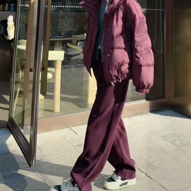 俪妍【LIVELY·YAN】25春款休闲裤17938保暖运动安克拉红短款时尚