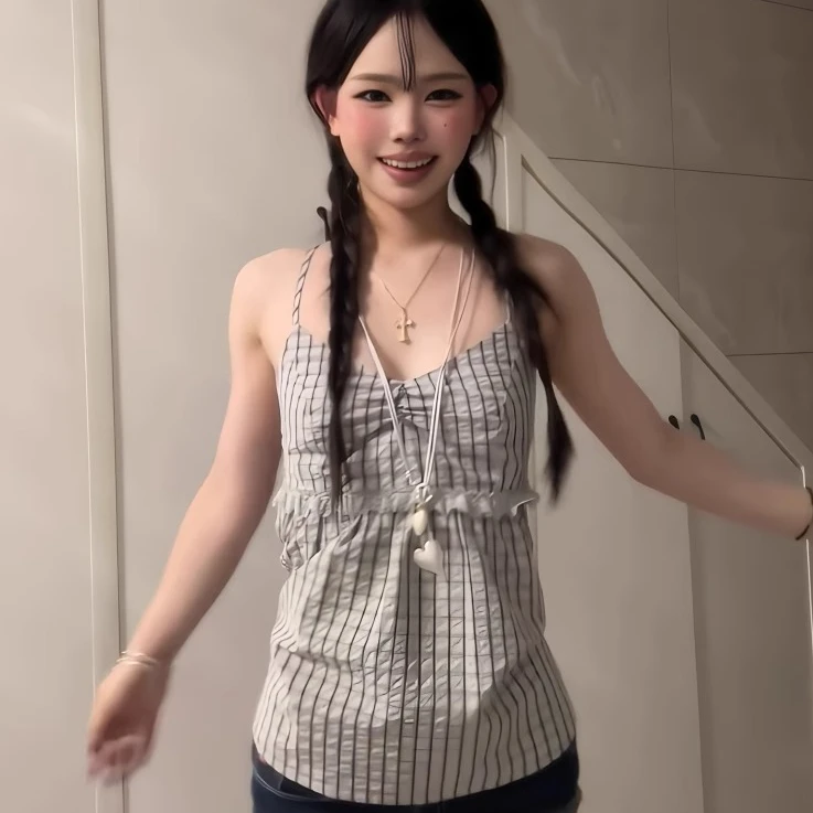 美式性感辣妹格子吊带背心女无袖打底外穿内搭修身显瘦短款上衣潮