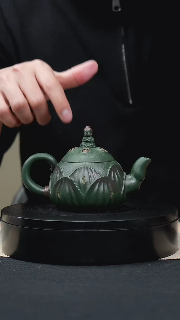 【闪购商品】紫砂茶壶058民国绿花器佛连手工紫砂壶