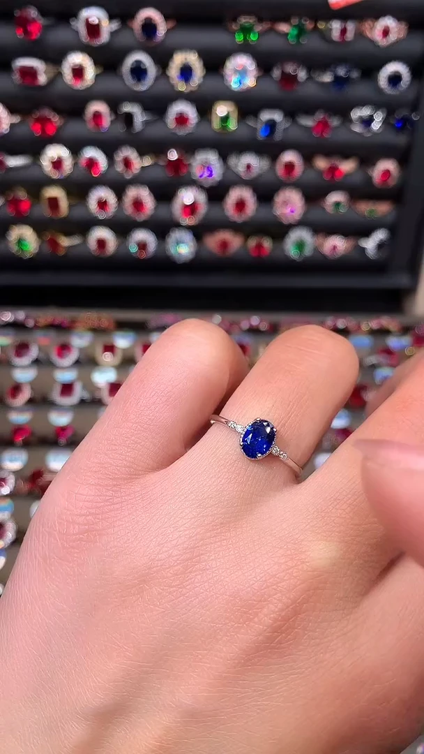 【闪购商品】蓝宝石戒指银S925镶嵌57