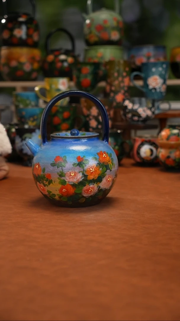 紫砂油画手绘釉下彩