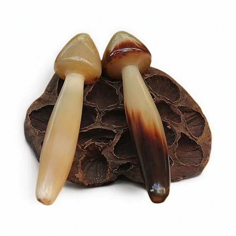 纯牛角按摩棒香菇形拨筋美容导眼霜拔经脸眼头点穴棒刮痧面部经络