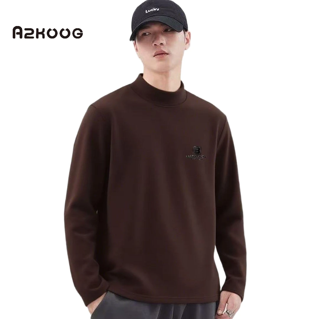 AZKOOG澳之康2025秋季新款男士纯色秋冬长袖宽松型高领日常卫衣