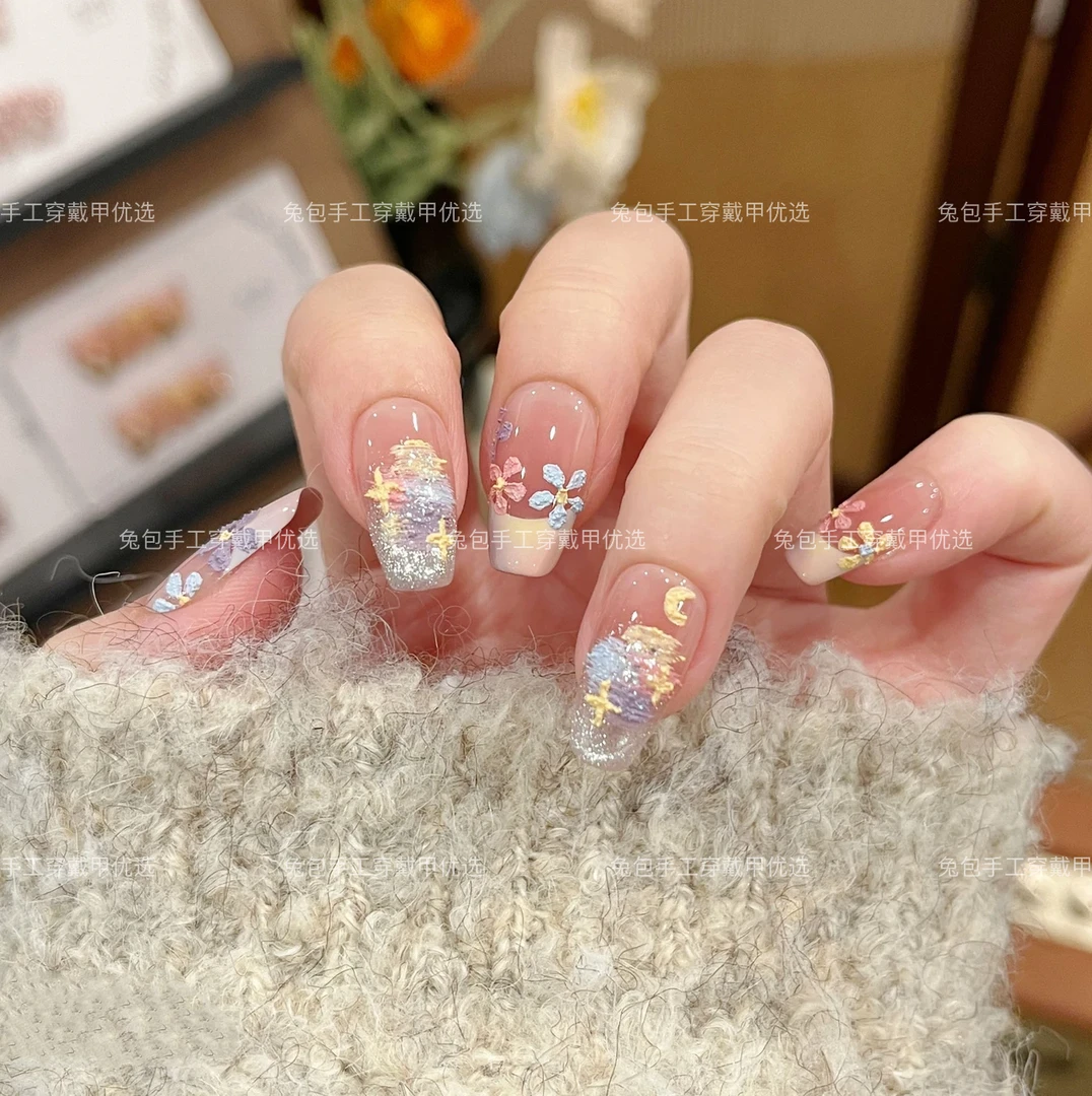 【油画情诗】纯手工制作穿戴甲美甲贴片可拆卸假指甲贴10片