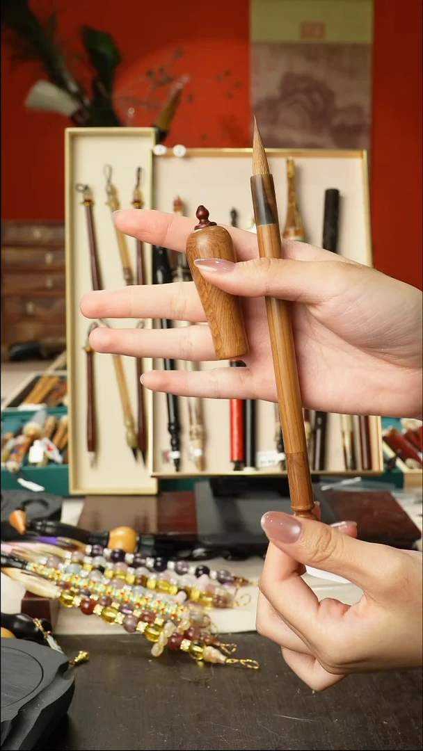 8号孤品高货毛笔链接 清水试笔 蘸墨不退