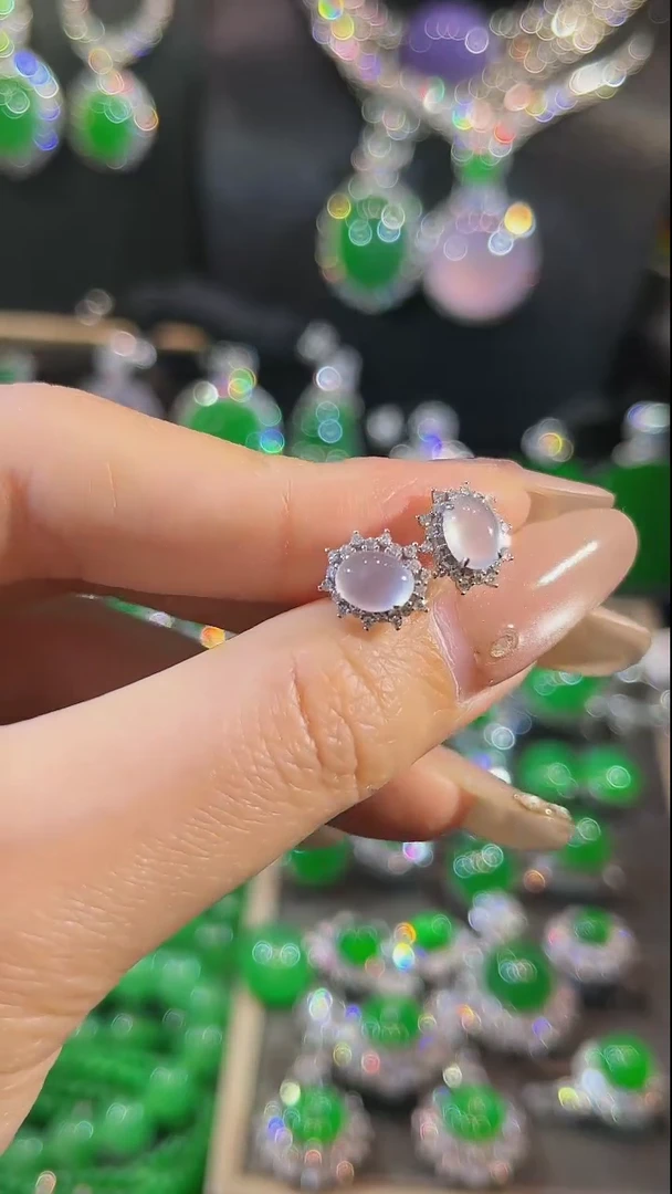 【闪购商品】翡翠耳饰18K金镶嵌耳钉