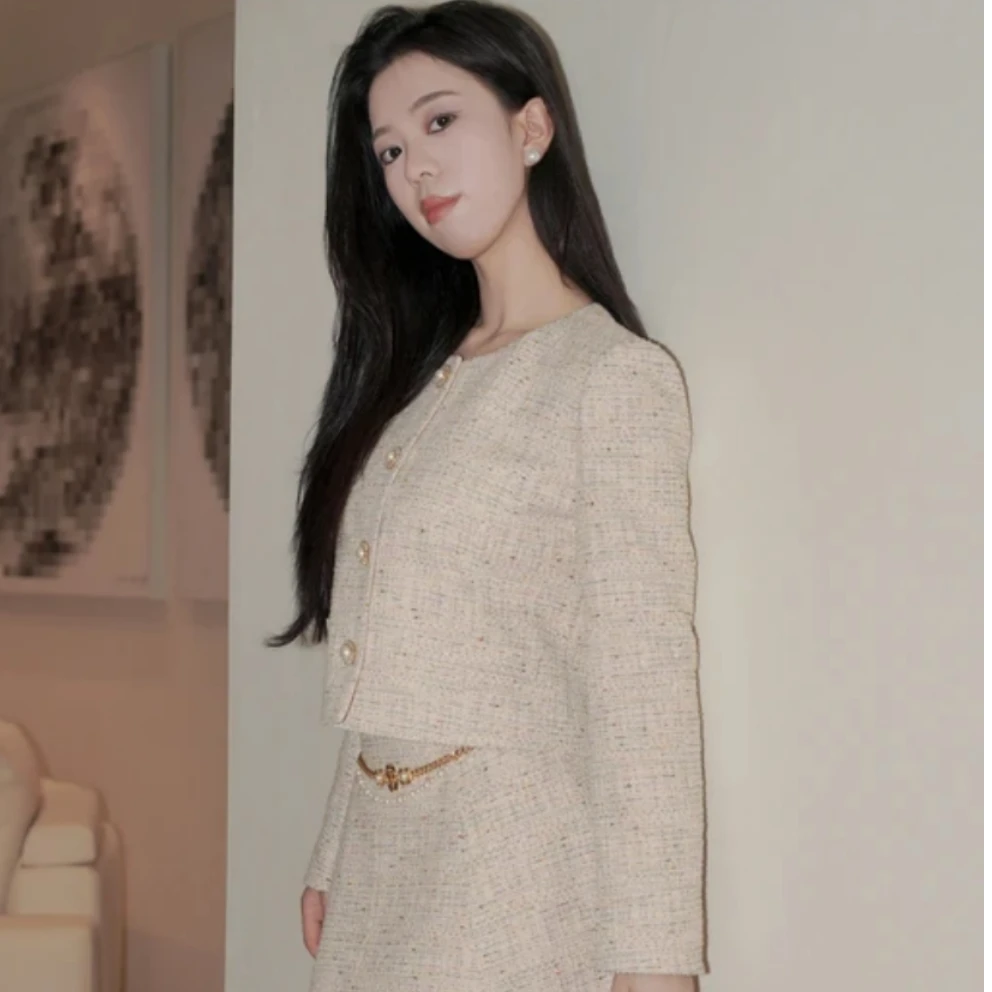 长袖中长小香风气质短外套女轻奢法式千金