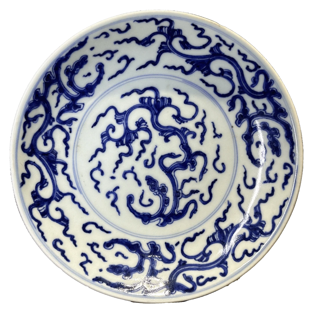 25030102y青花螭龙纹盘