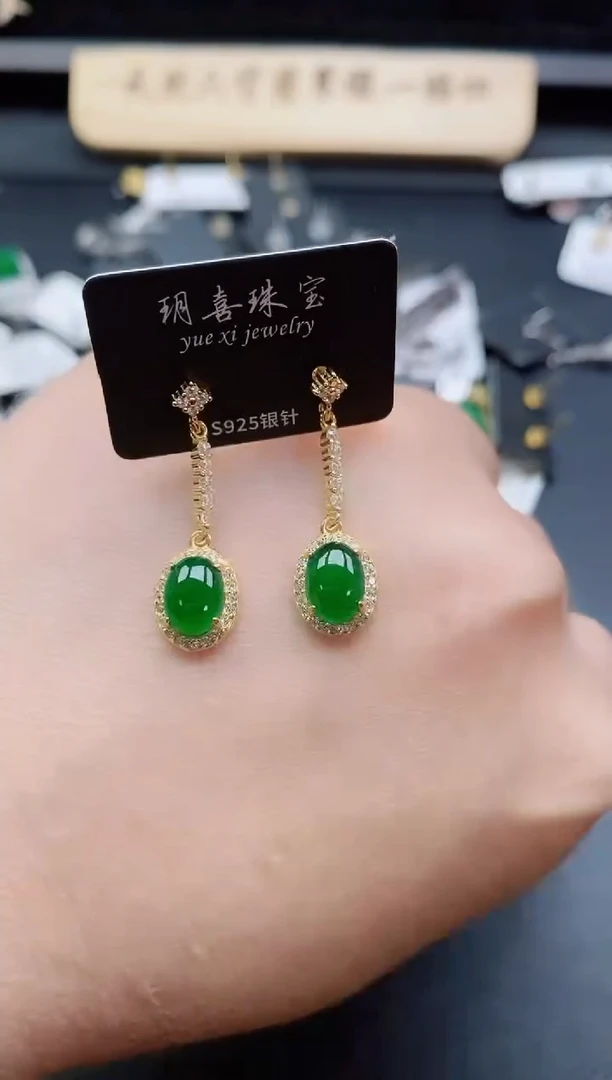 银S925镶嵌戒指翡翠1
