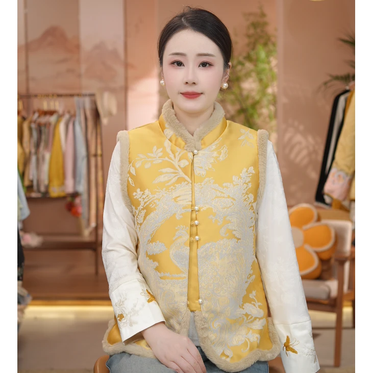 《 鸢语-马夹》2025年秋冬立领新款国风简约加厚保暖减龄时尚新中