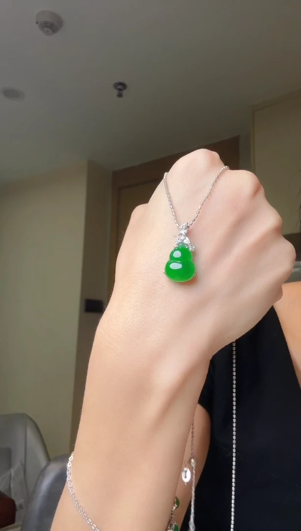 翡翠银S925镶嵌吊坠(不含链)天然翡翠吊坠1